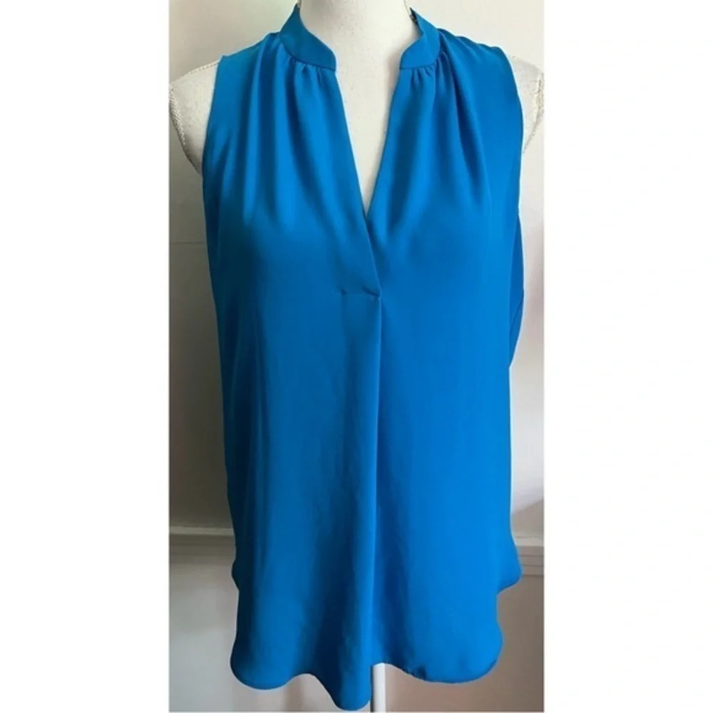 Loft Blue Split Neck Tank Top - image 1